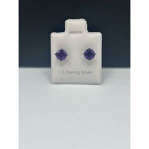 Amethyst Stud Earrings Purple Sterling Silver Nickel-Free